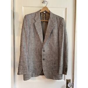 Borghese Men's 100% Silk Blazer Size 44 Black & Cream Made in‎ Italy